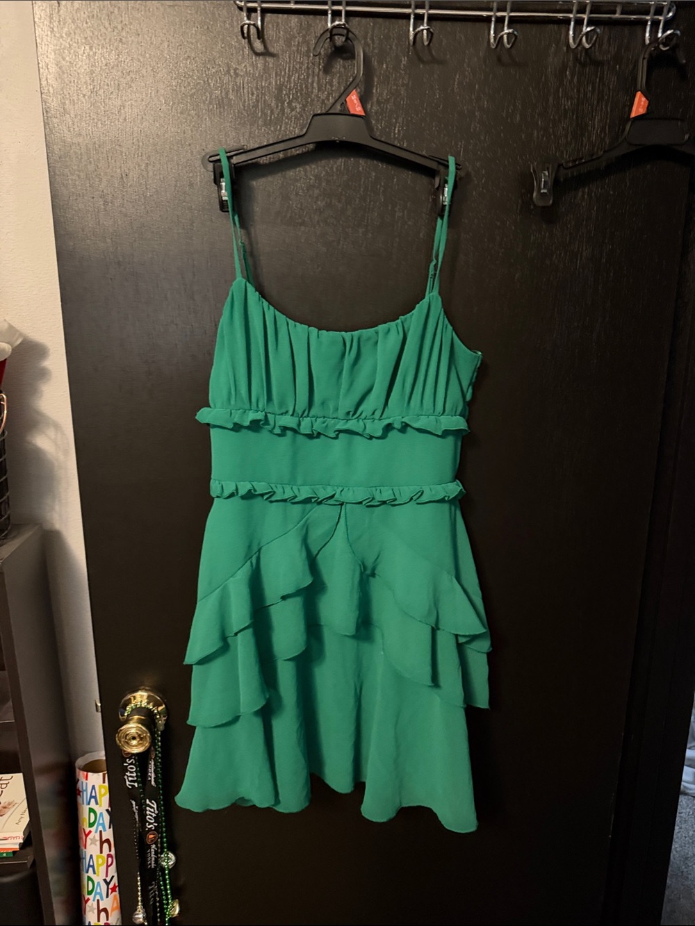 City Triangles Emerald Green Ruffle Tiered Mini Dress